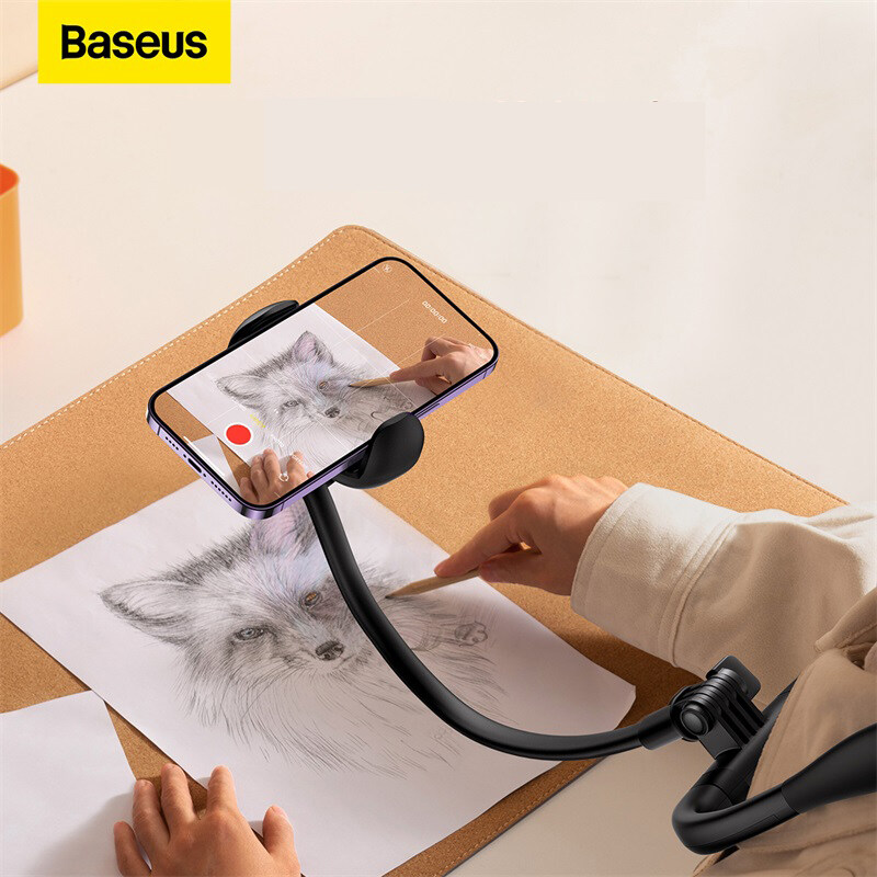 Baseus Flexible Neck Phone Holder Stand Hanging Neck Bracket Bed Desk Mount Mobile Support Cell Phone Holders for 5.4-6.7" Phone